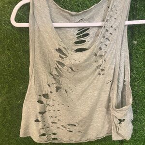 Gray Distressed Women's Top